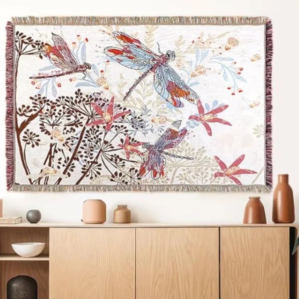 Vintage Dragonfly Blanket Sofa Throw